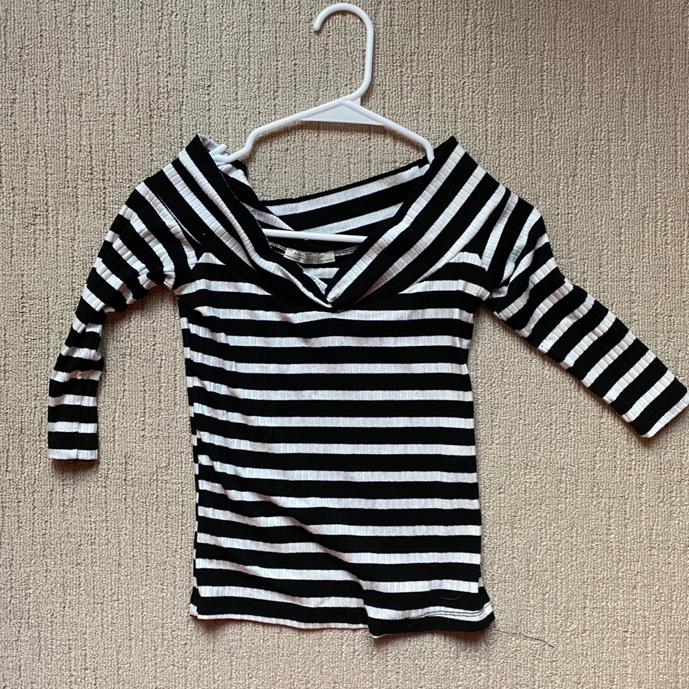 Zara classic striped off the shoulder top.